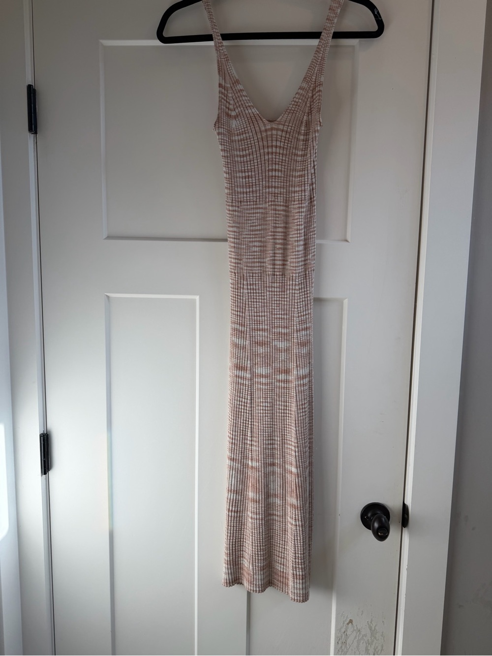 All:Row M Sleeveless Ribbed Maxi Dress in Light Beige Pink